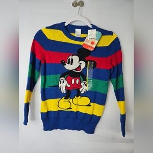 Disney Kids Mickey Mouse Striped Sweater - Blue, Red, Green, Yellow Size Small
